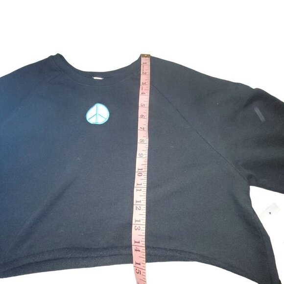 BP. Organic Cotton Crop Sweatshirt Black Peace Embroidered Size Medium NWT - Picture 7 of 10